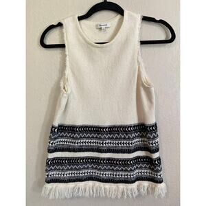 Madewell Women’s M Sleeveless Knit Sweater Top with Fringe Hem